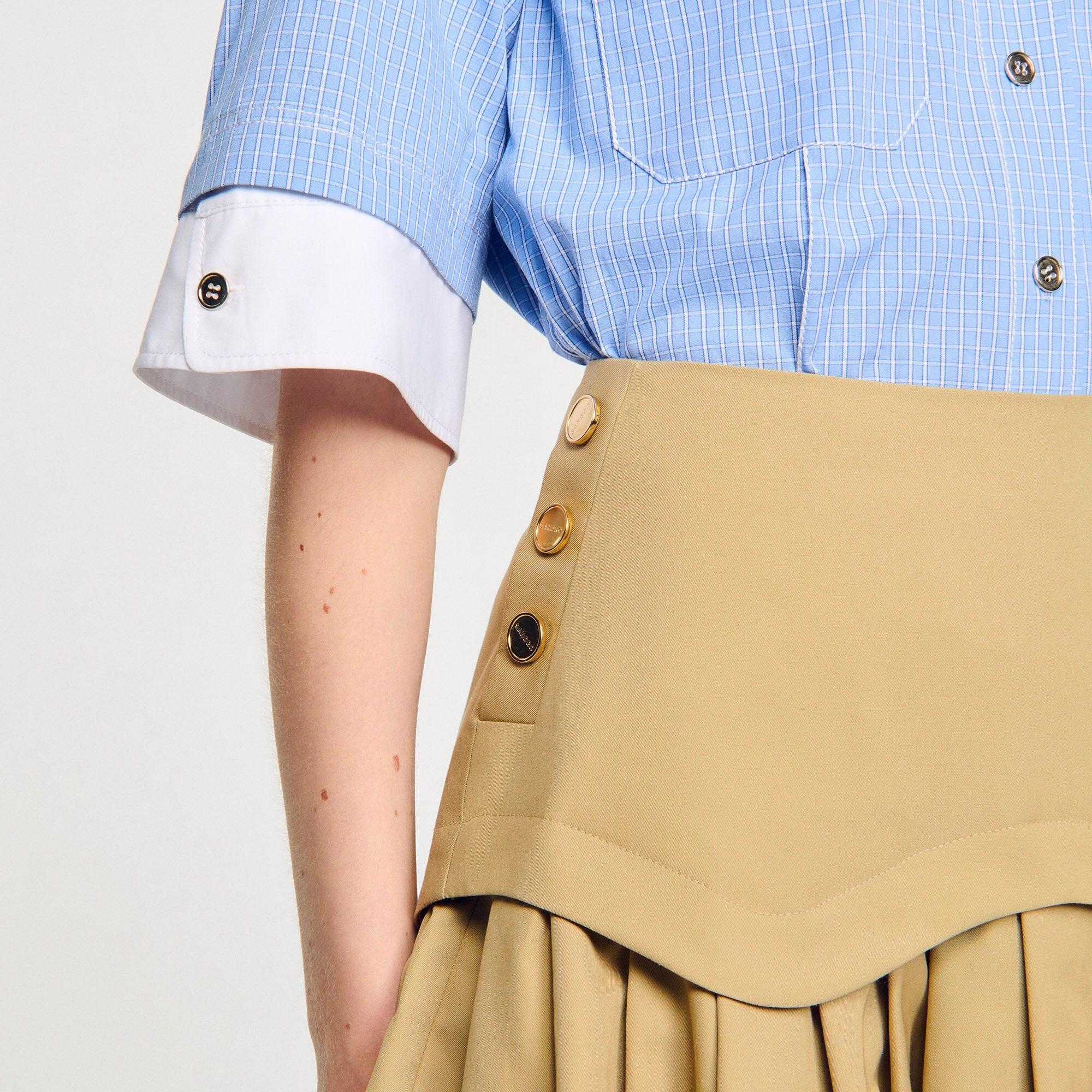 Mini flared pleated skirt Beige Sandro Women