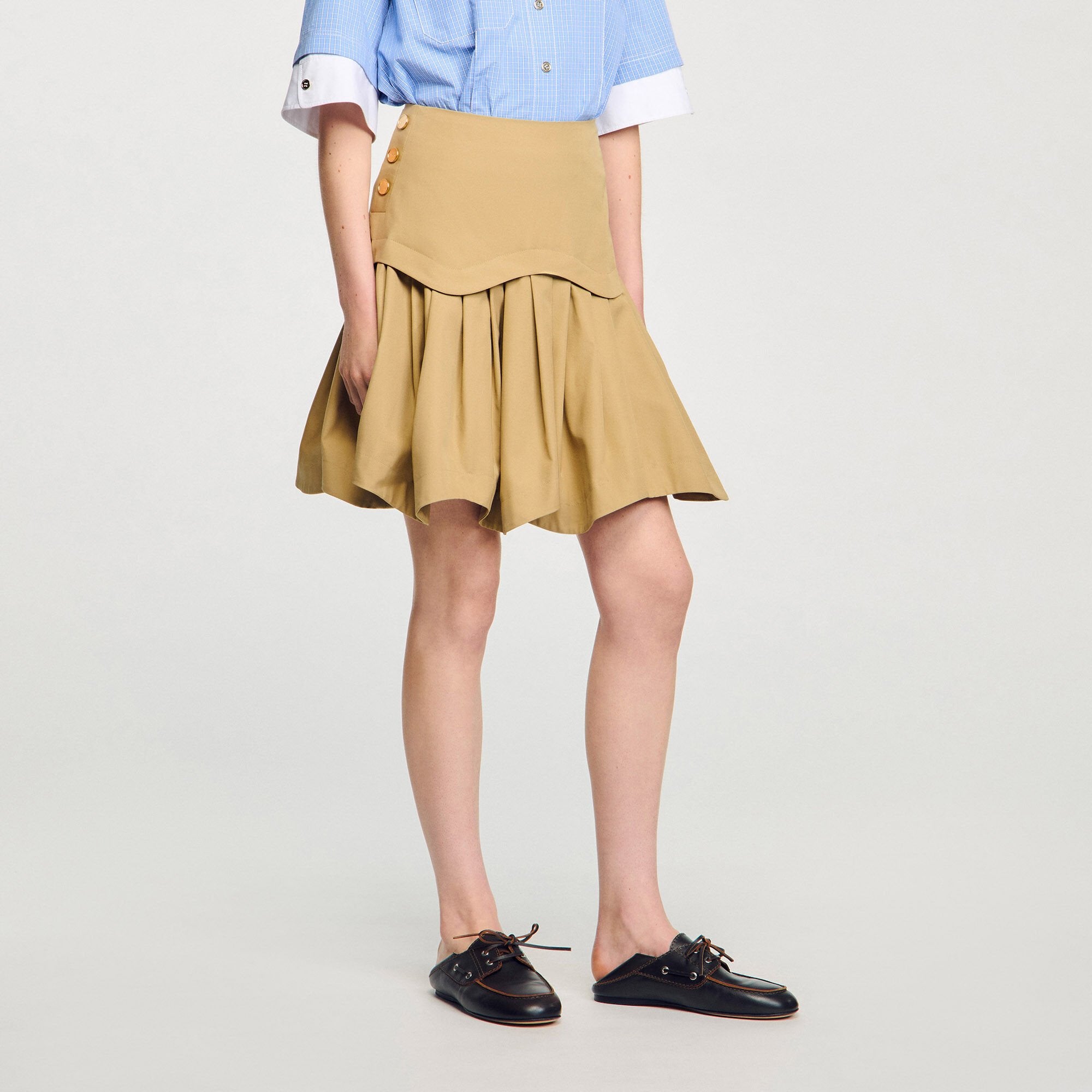 Mini flared pleated skirt Beige Sandro Women