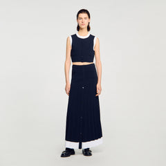 Maxi two-tone knit skirt Navy Blue Sandro Women