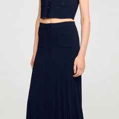 Maxi two-tone knit skirt Navy Blue Sandro Women