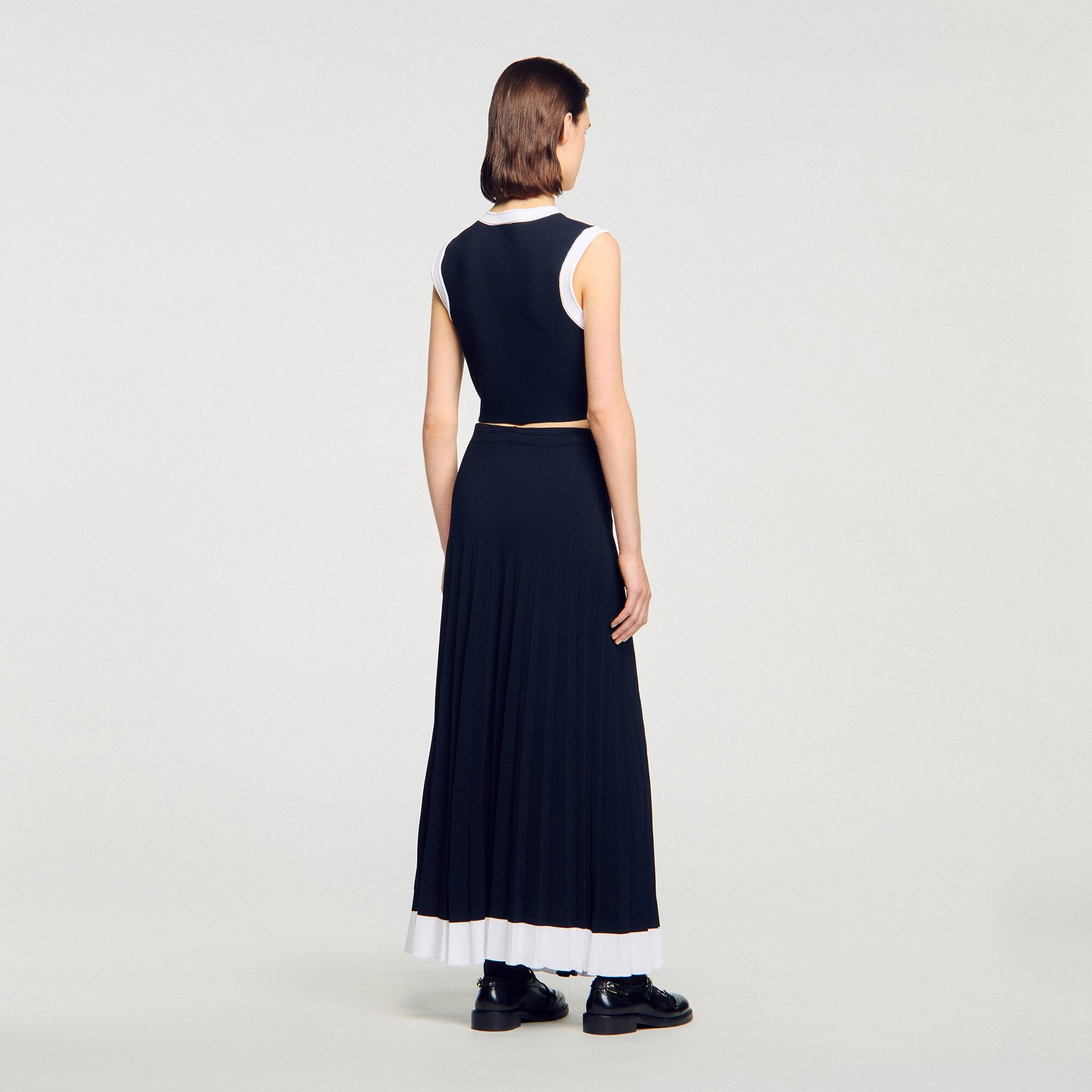 Maxi two-tone knit skirt Navy Blue Sandro Women