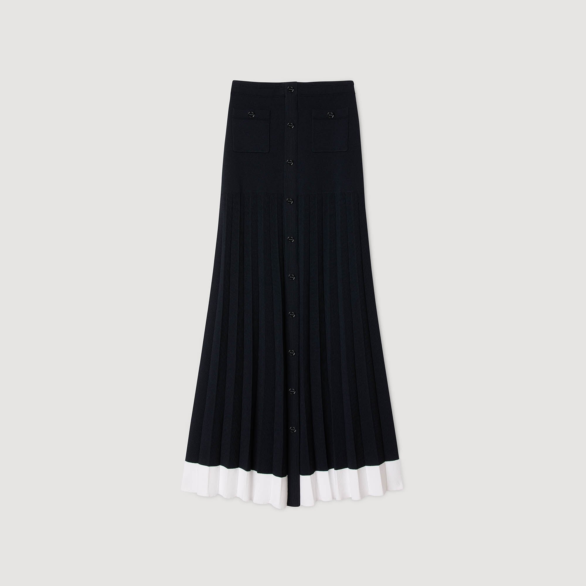 Maxi two-tone knit skirt Navy Blue Sandro Women