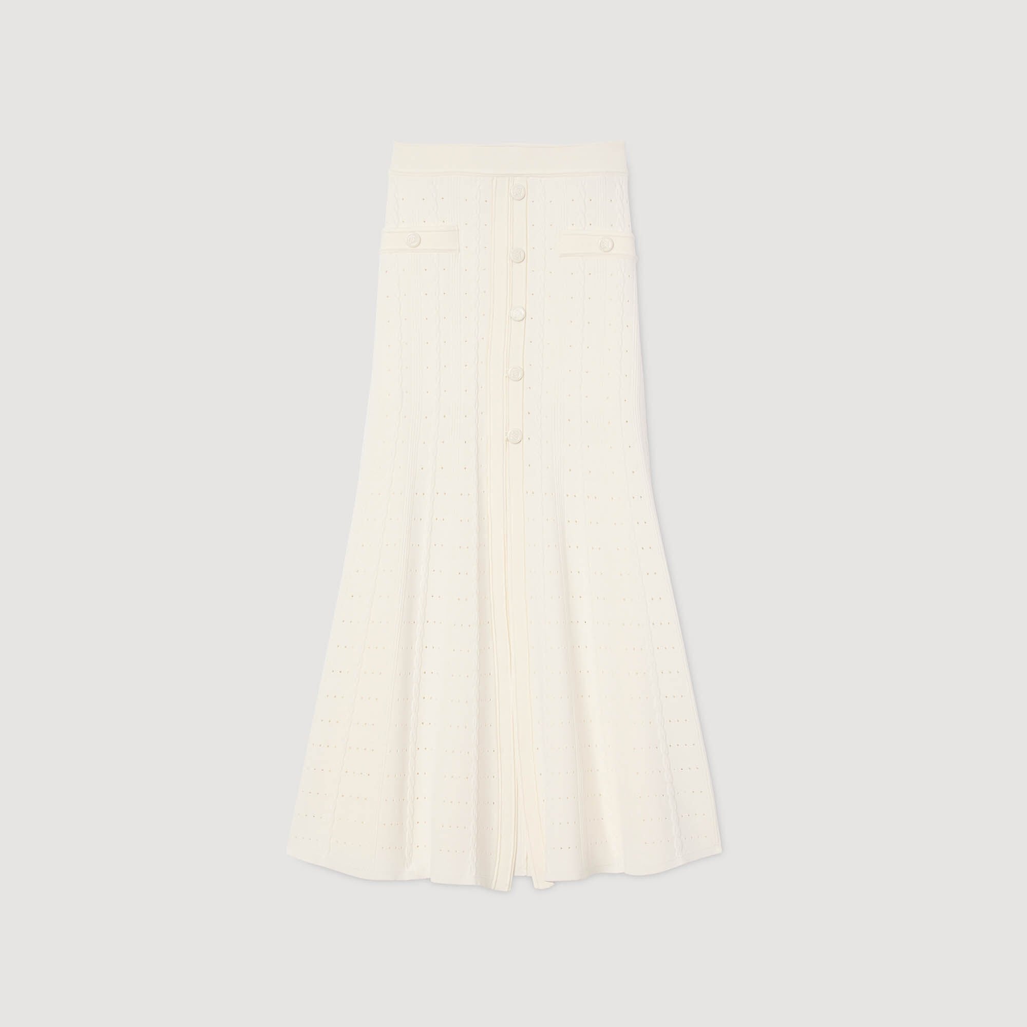 Pointelle knit midi skirt Ecru Sandro Women
