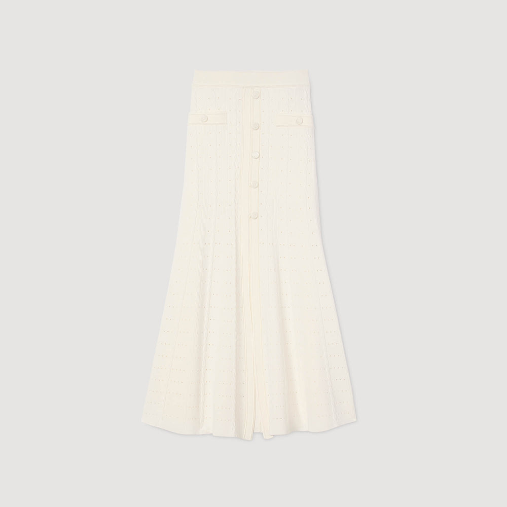 Pointelle knit midi skirt Ecru Sandro Women