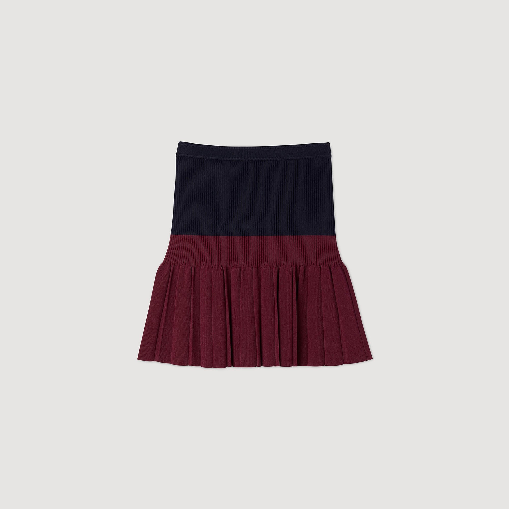 Mini two-tone pleated skirt Navy Blue Sandro Women