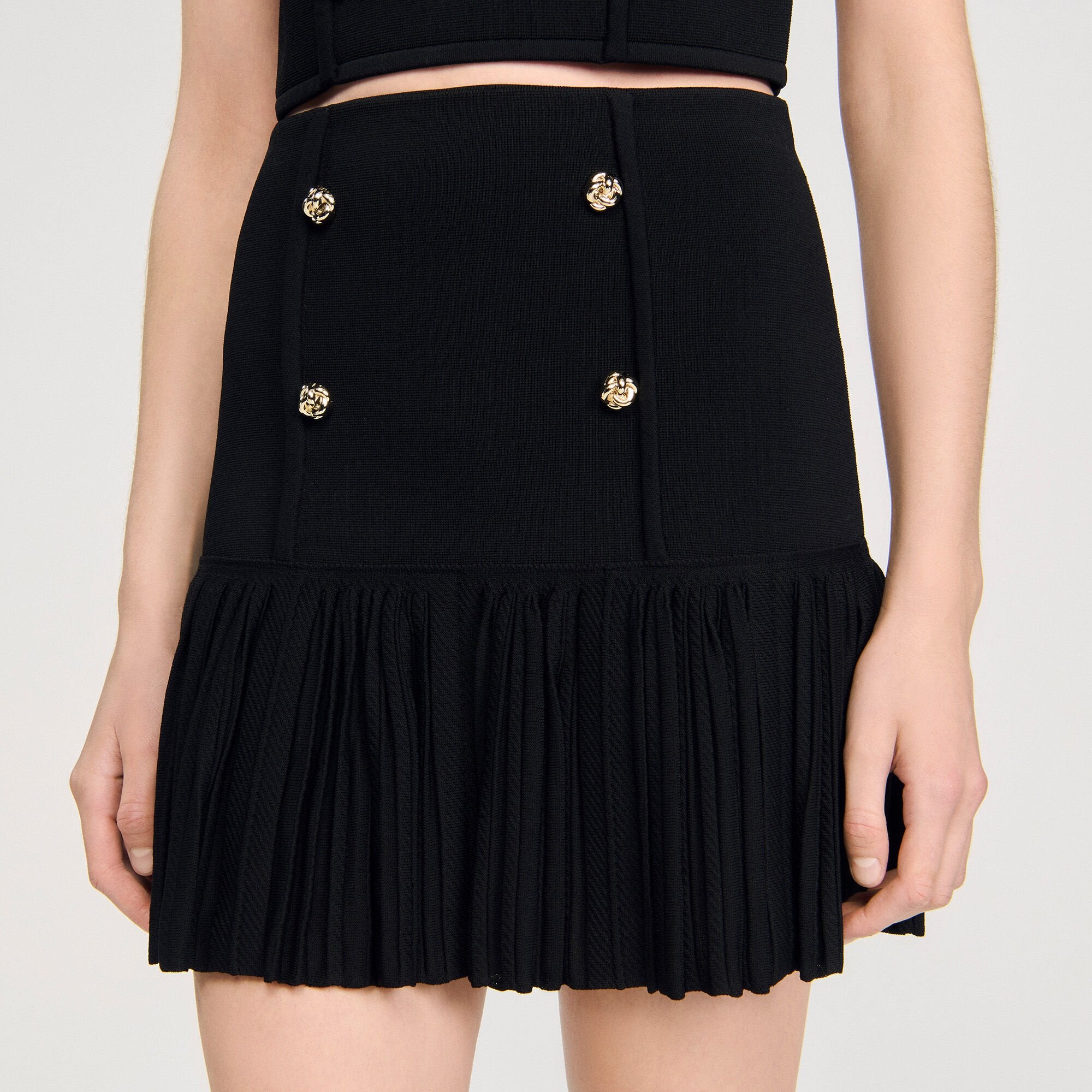 Mini pleated knit skirt Black Sandro Women