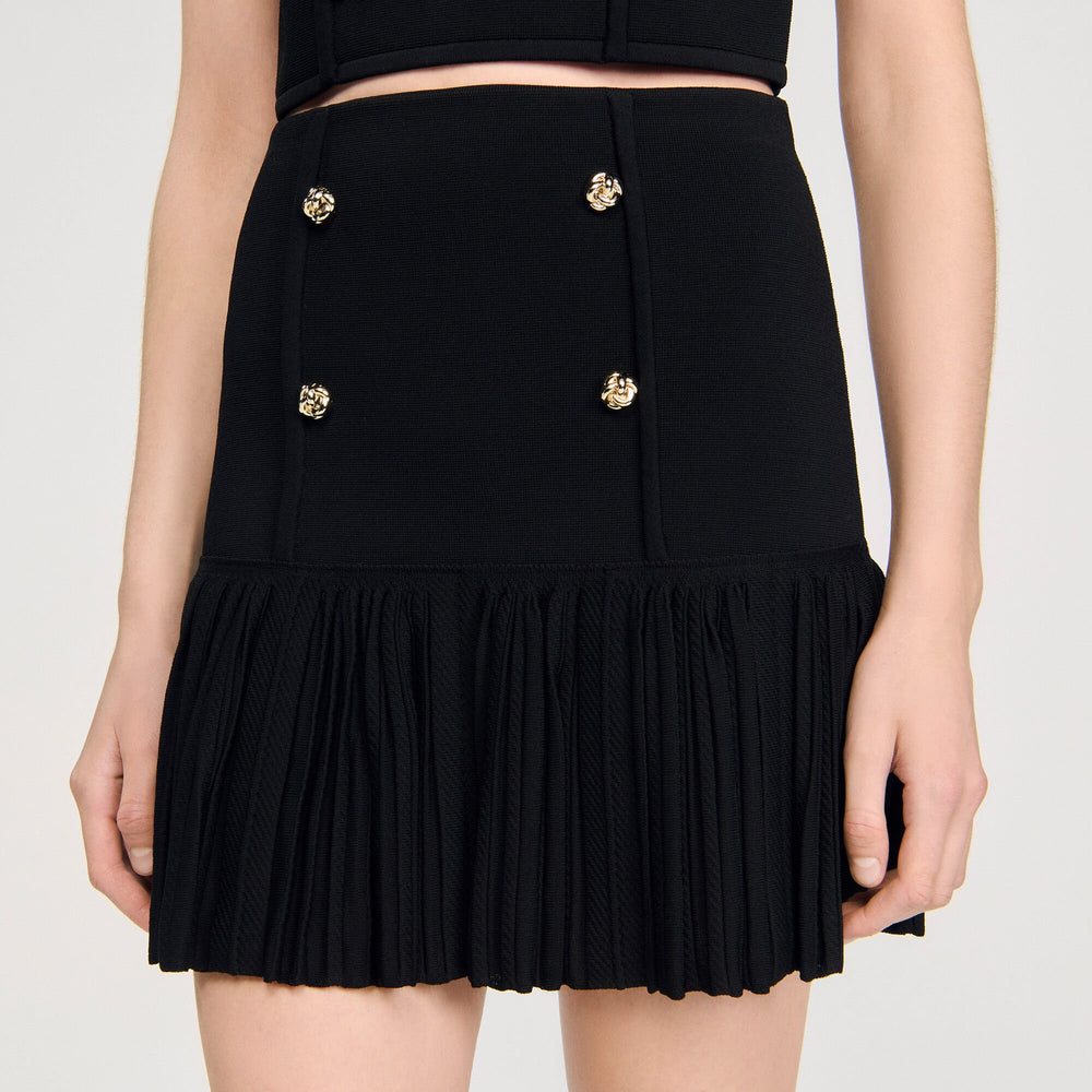 Mini pleated knit skirt Black Sandro Women