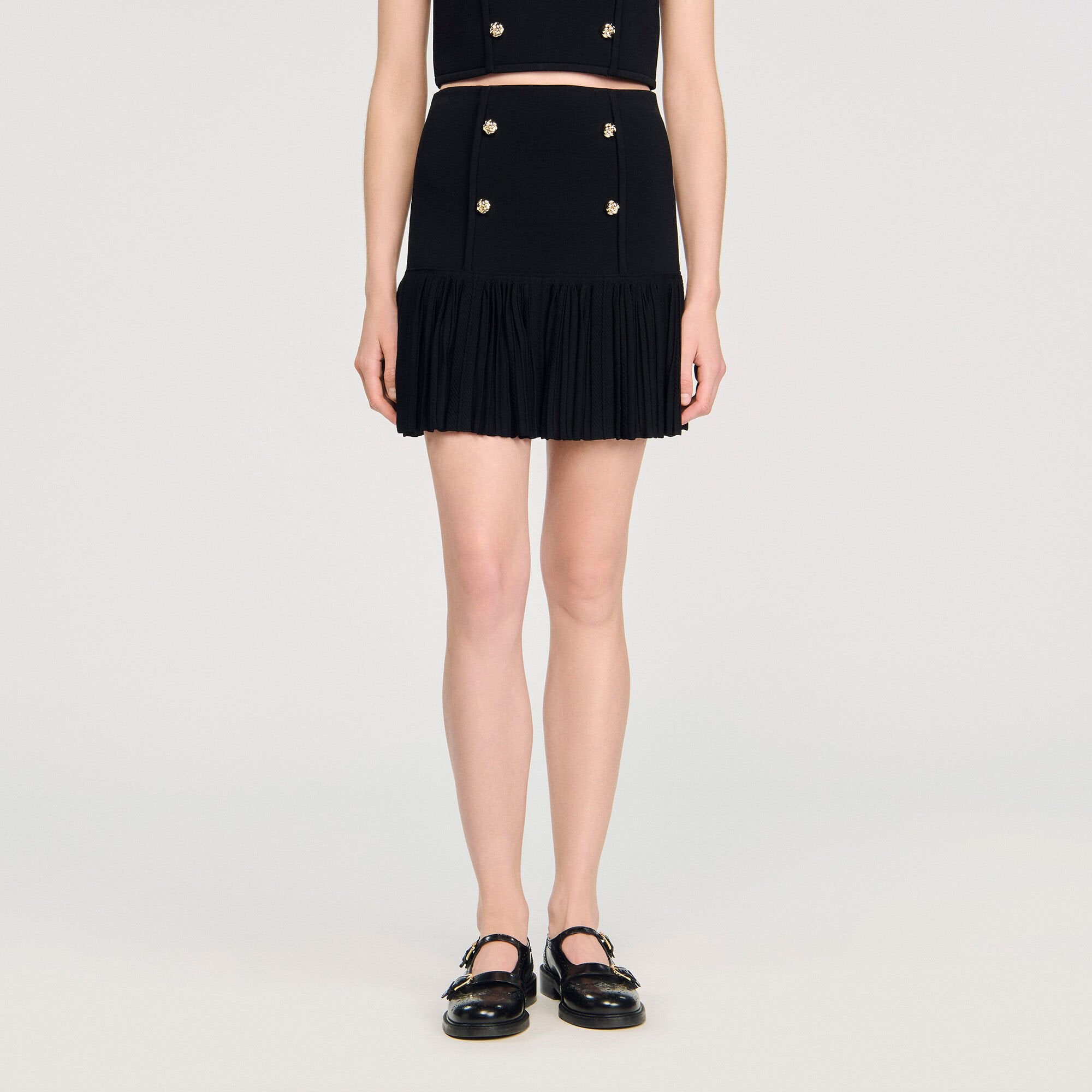 Mini pleated knit skirt Black Sandro Women