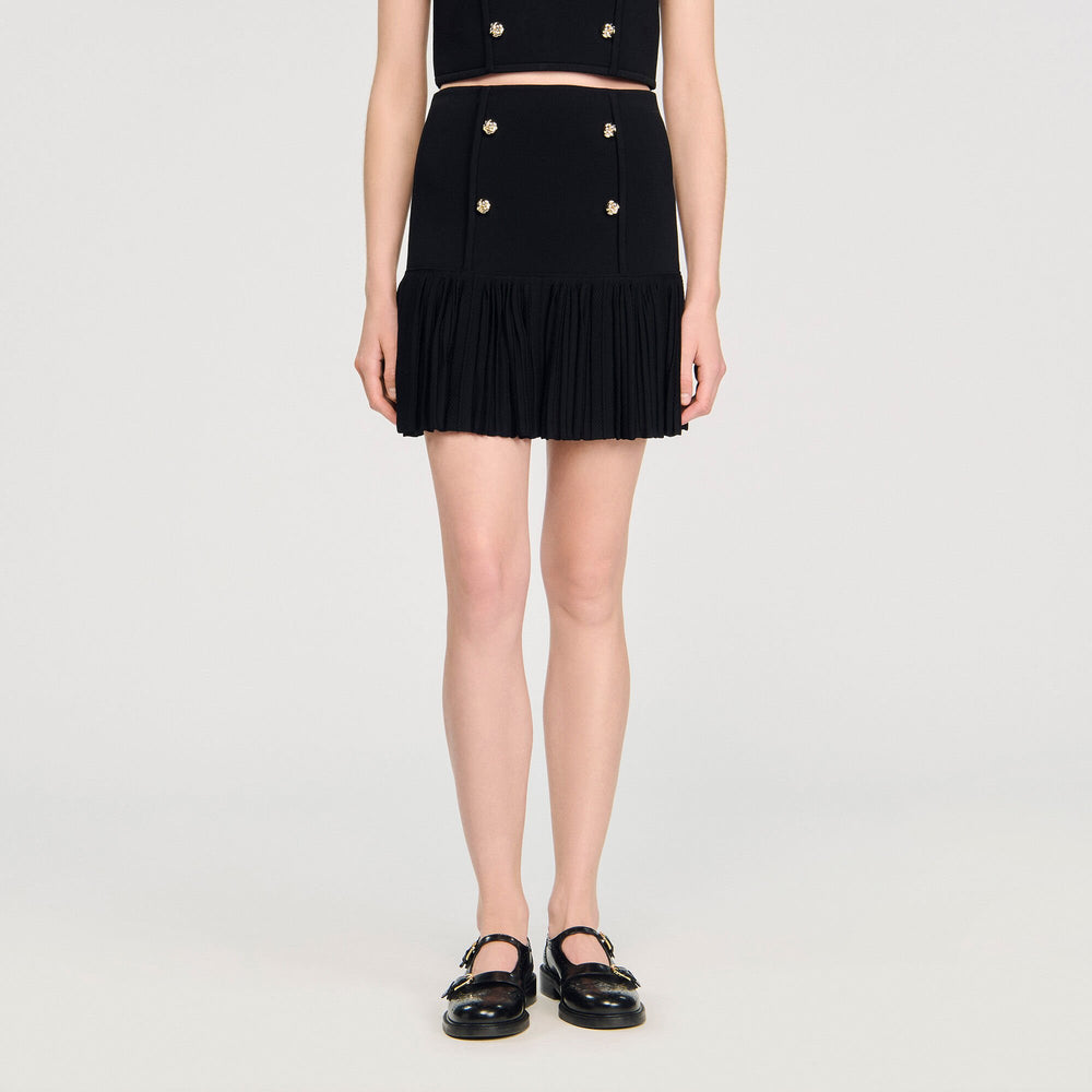Mini pleated knit skirt Black Sandro Women
