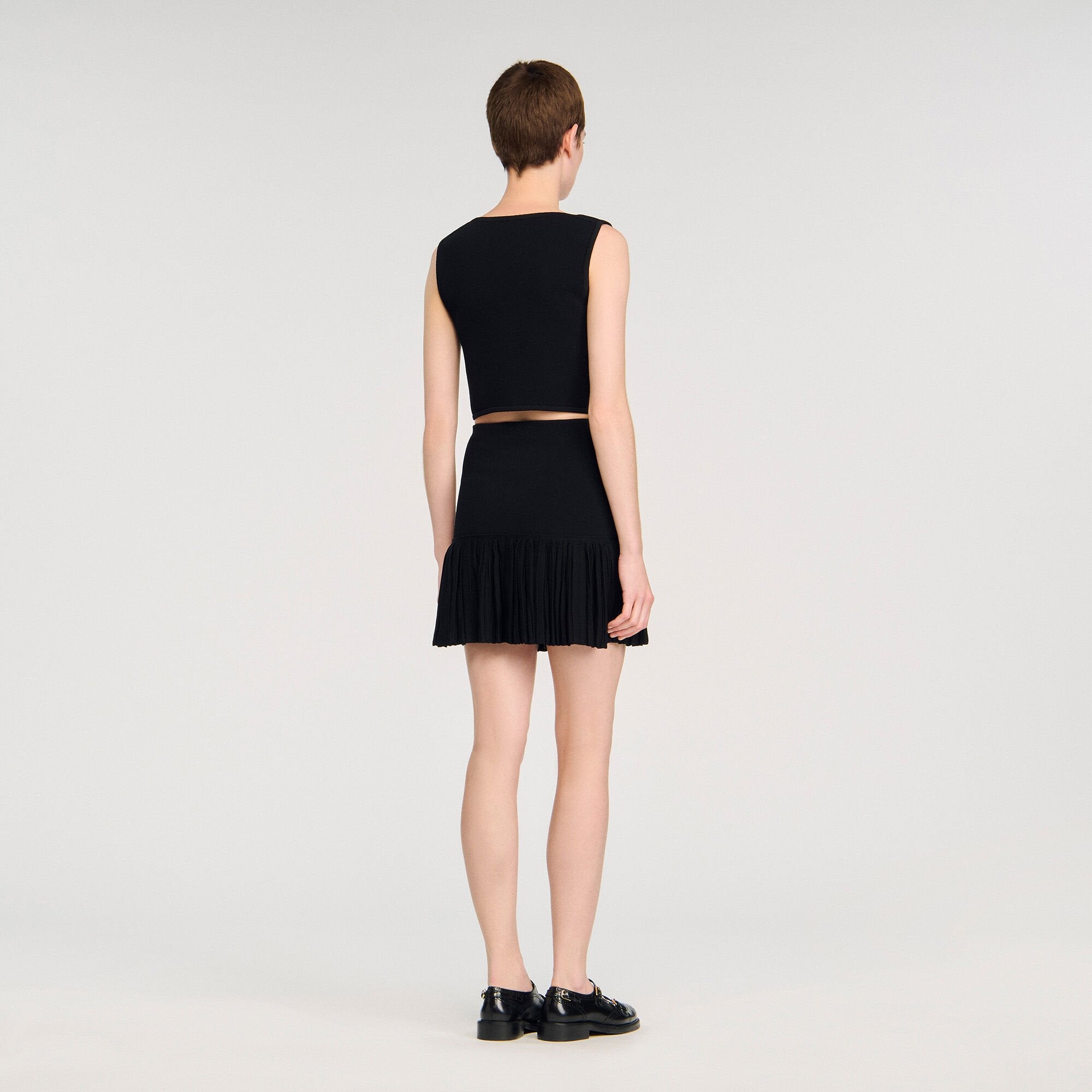 Mini pleated knit skirt Black Sandro Women