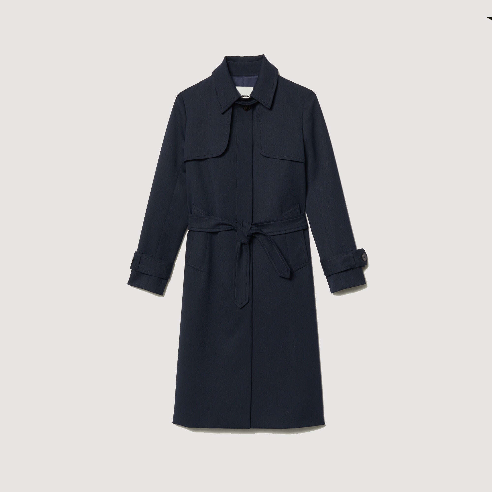 Trench coat with pleated inset Navy Blue Sandro Women