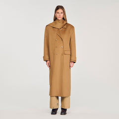 Oversized Wool Coat Camel Sandro Women