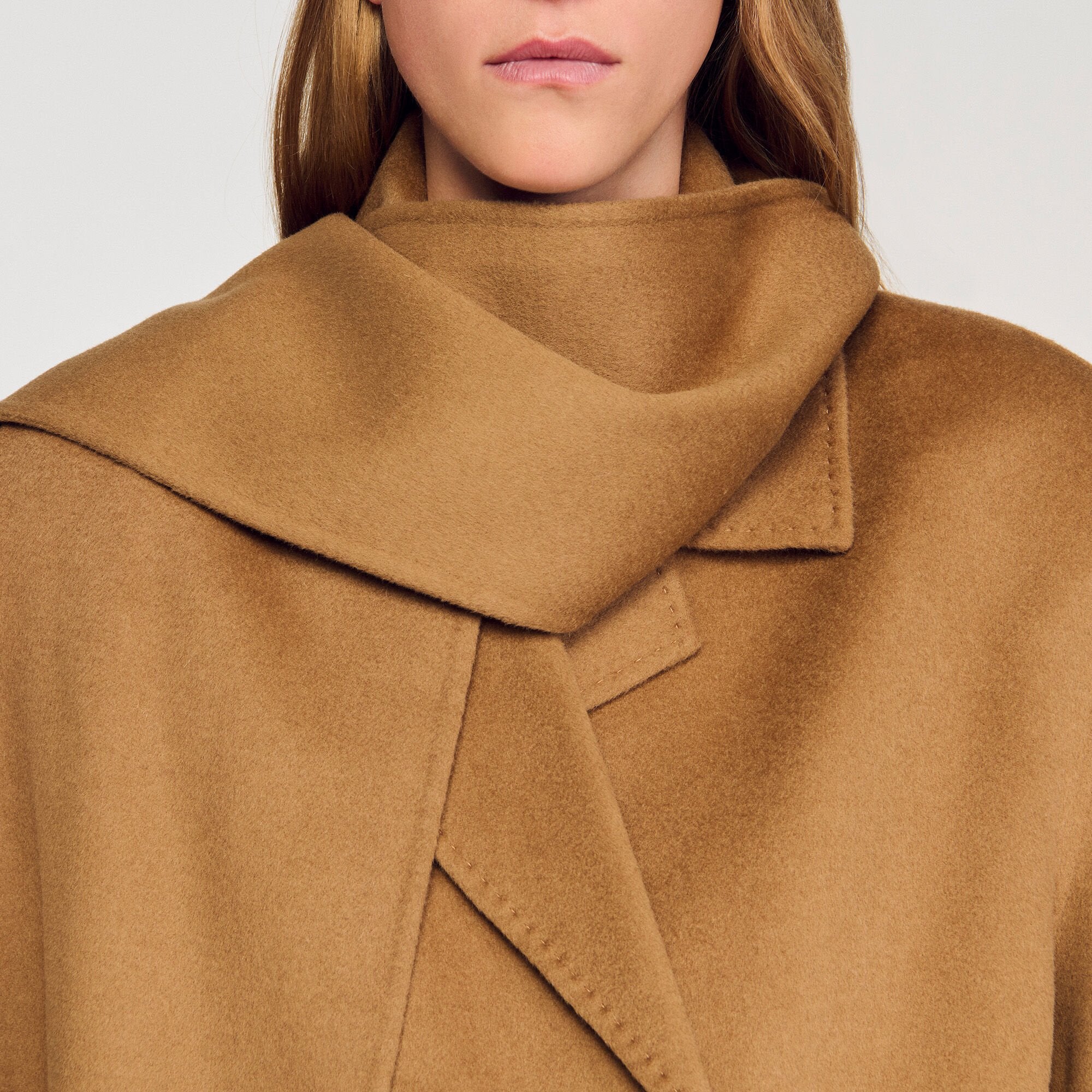 Oversized Wool Coat Camel Sandro Women