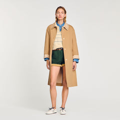 Trench coat with rhinestone collar Camel Sandro Women