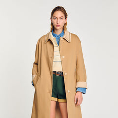 Trench coat with rhinestone collar Camel Sandro Women