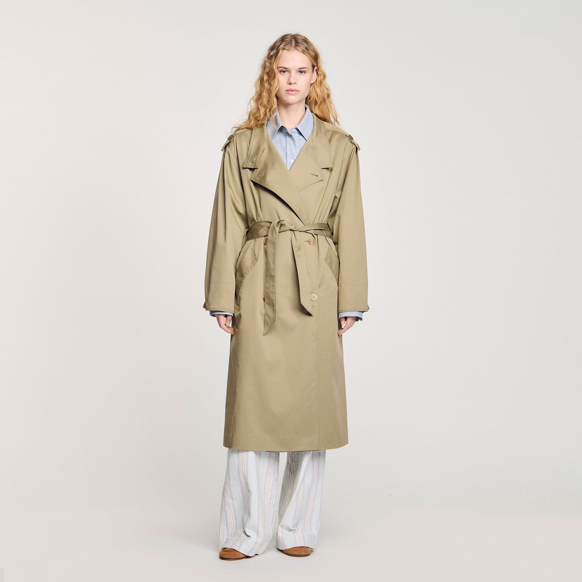 Belted trench coat Olive Green Sandro Women