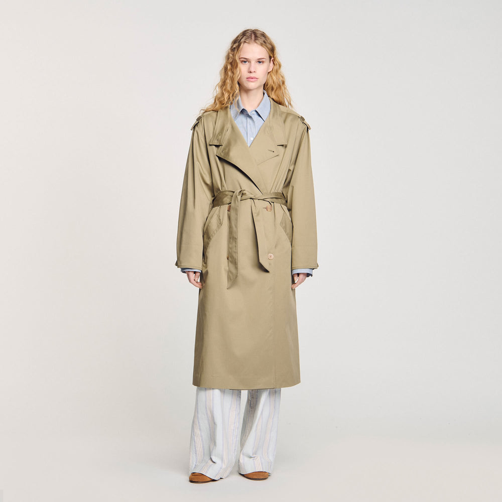 Belted trench coat Olive Green Sandro Women
