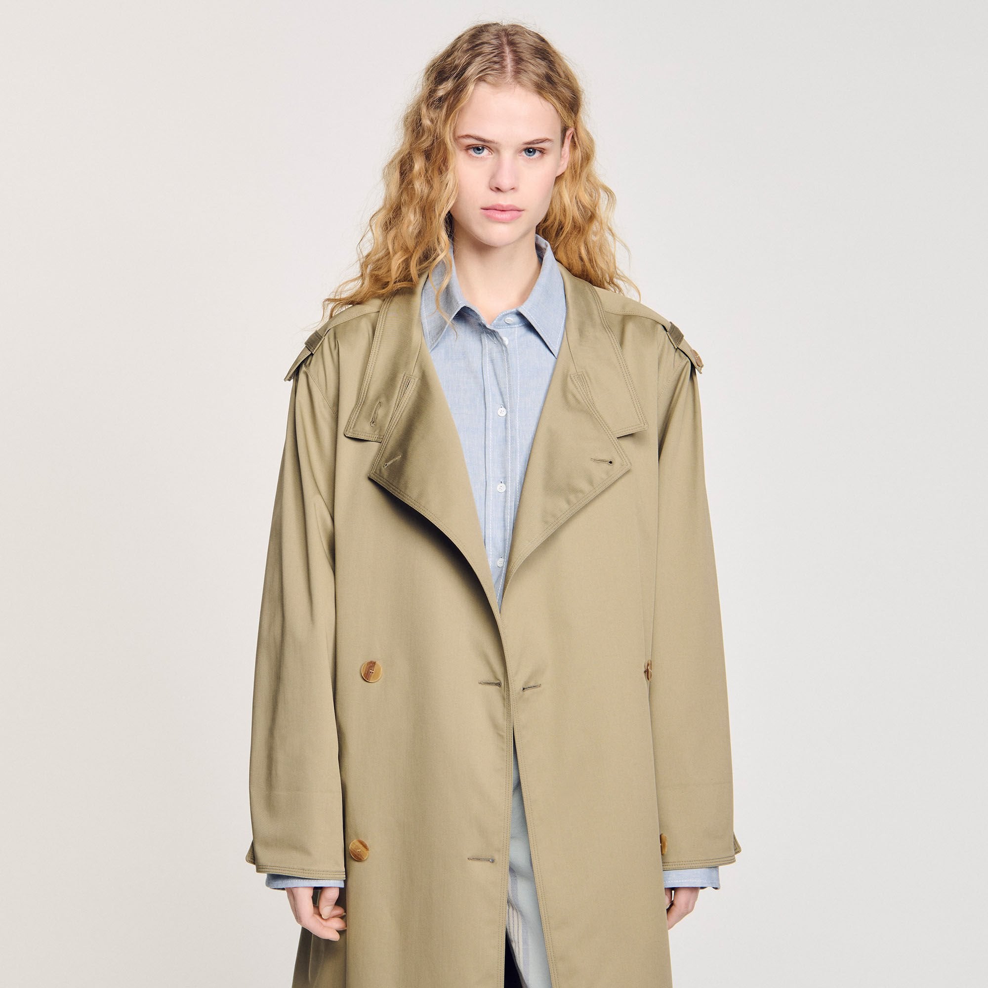 Belted trench coat Olive Green Sandro Women