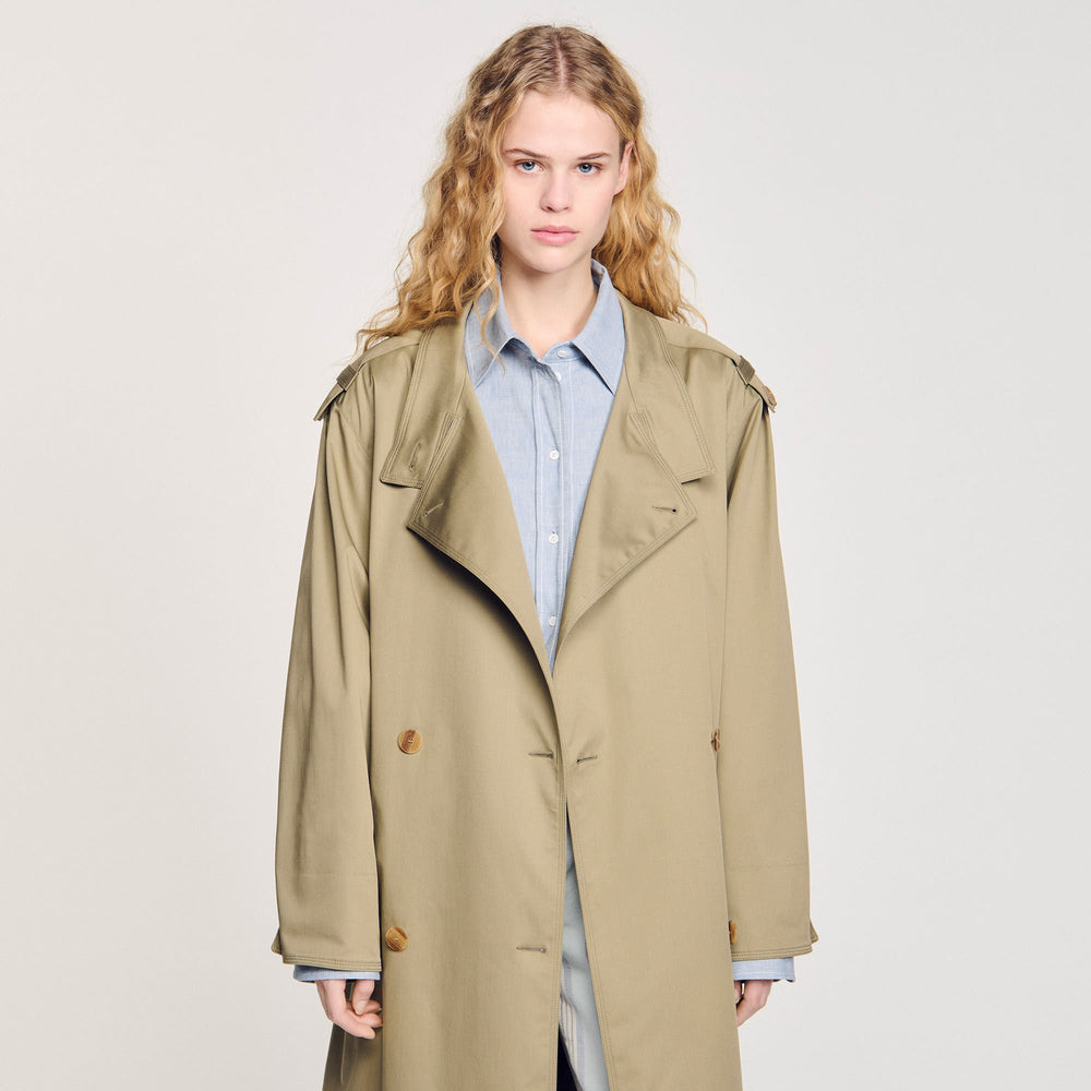 Belted trench coat Olive Green Sandro Women