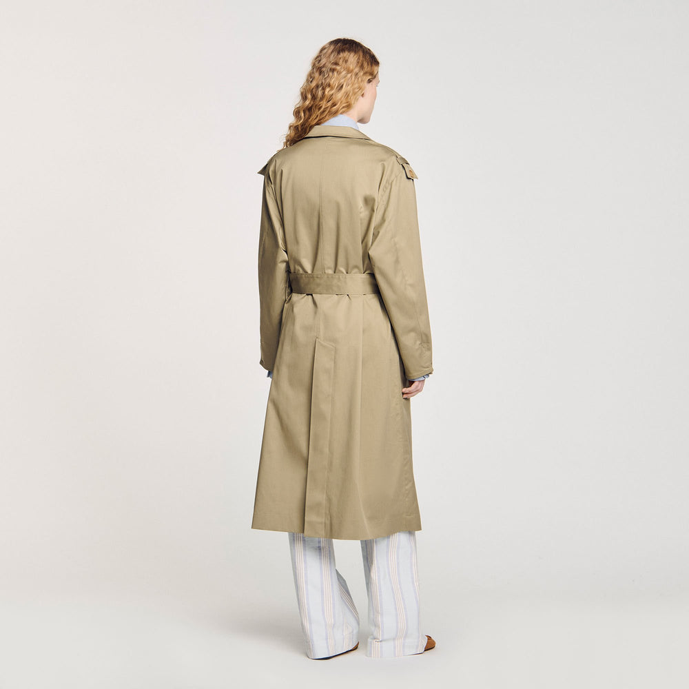 Belted trench coat Olive Green Sandro Women