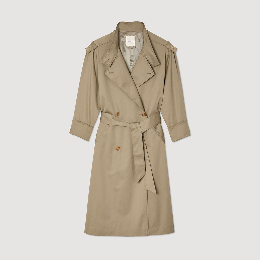 Belted trench coat Olive Green Sandro Women