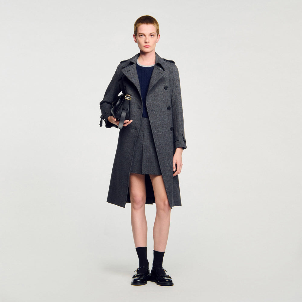 Rhinestone trench coat Grey / Brown Sandro Women