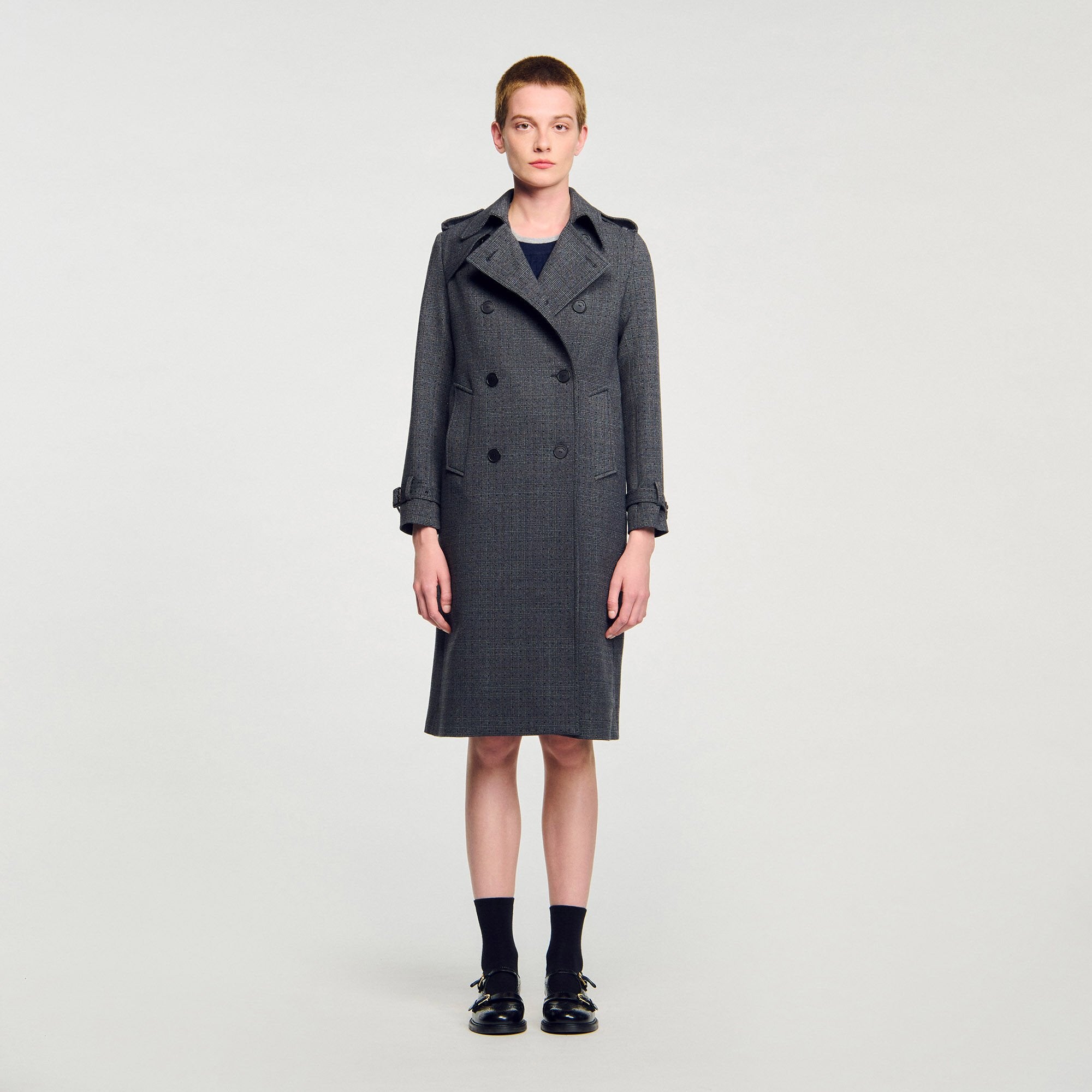 Rhinestone trench coat Grey / Brown Sandro Women