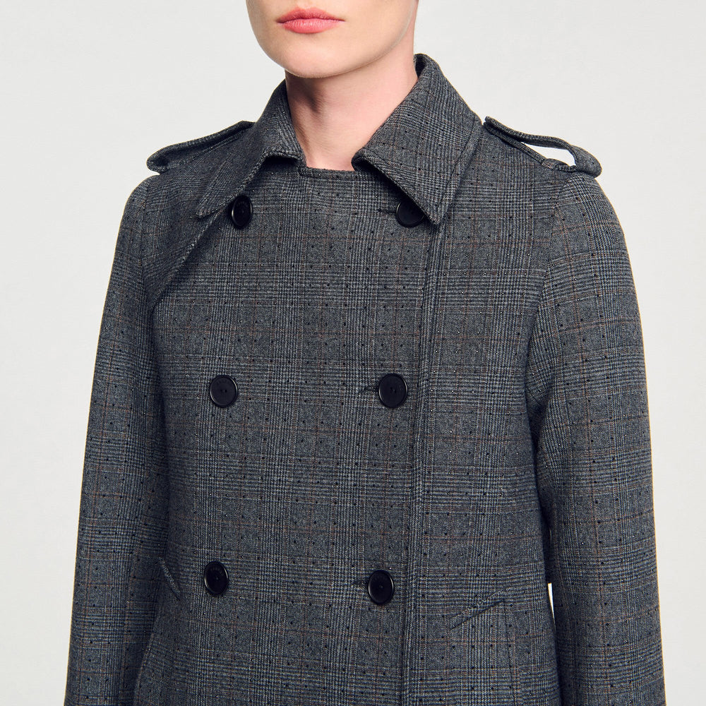 Rhinestone trench coat Grey / Brown Sandro Women
