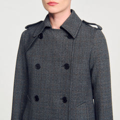 Rhinestone trench coat Grey / Brown Sandro Women