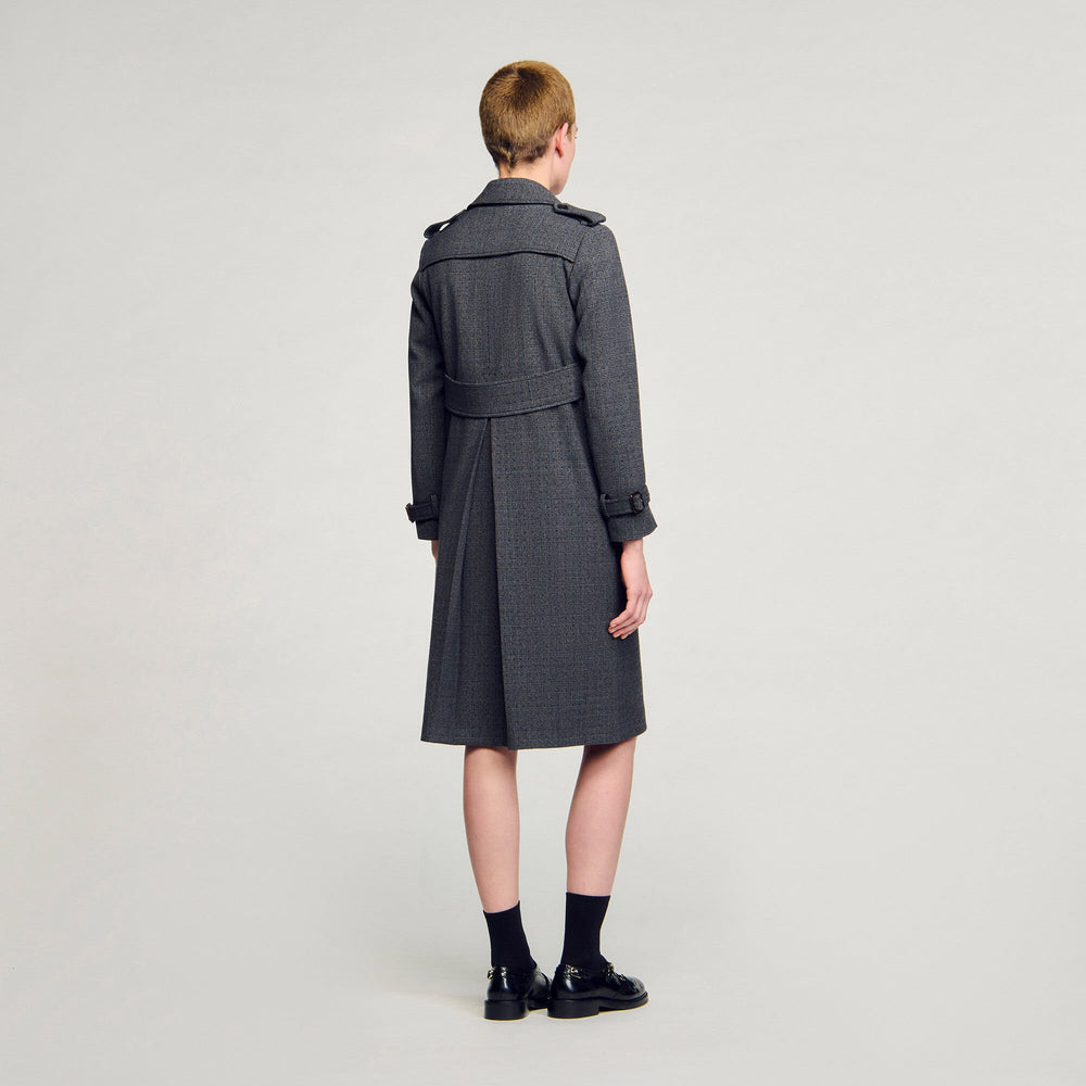 Rhinestone trench coat Grey / Brown Sandro Women