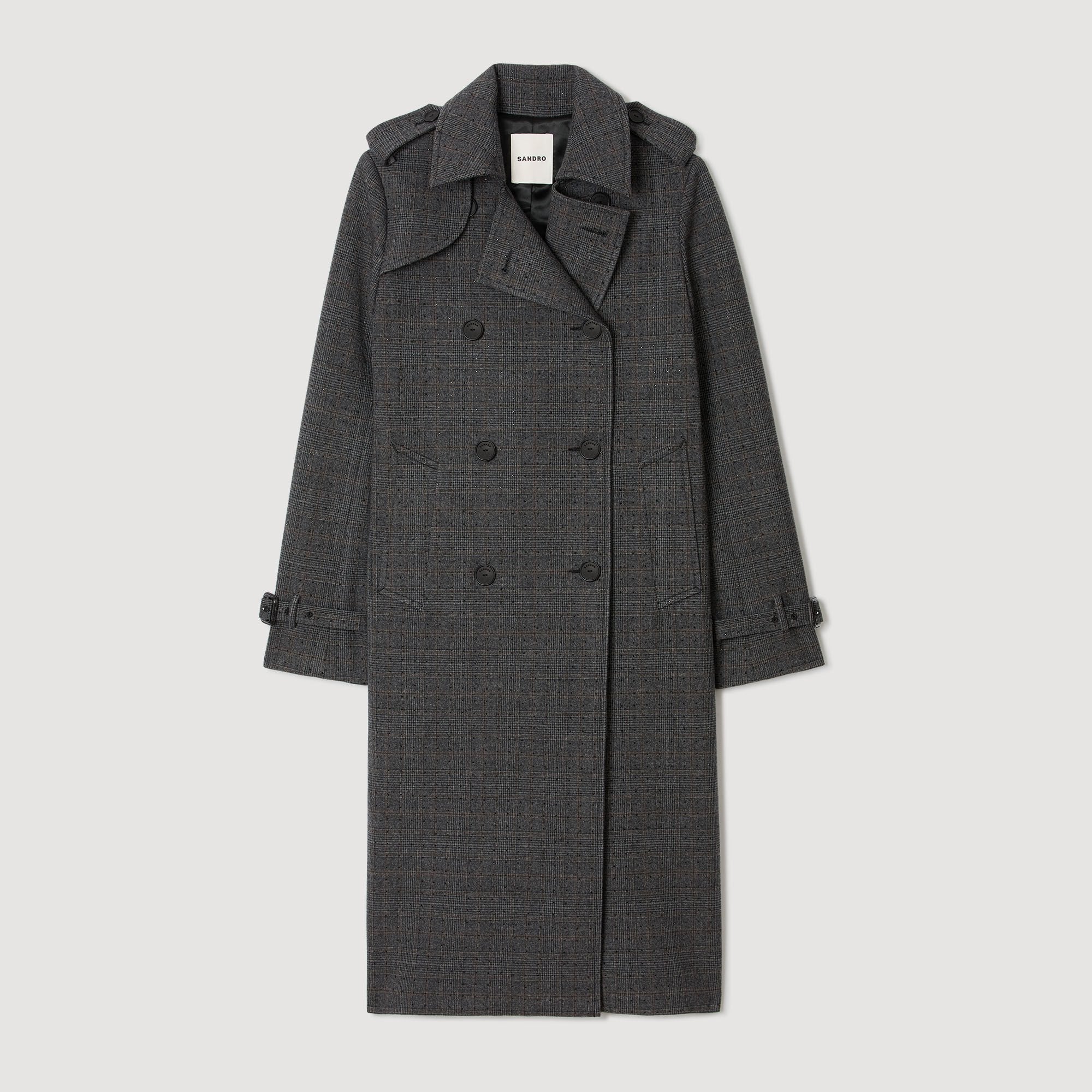 Rhinestone trench coat Grey / Brown Sandro Women
