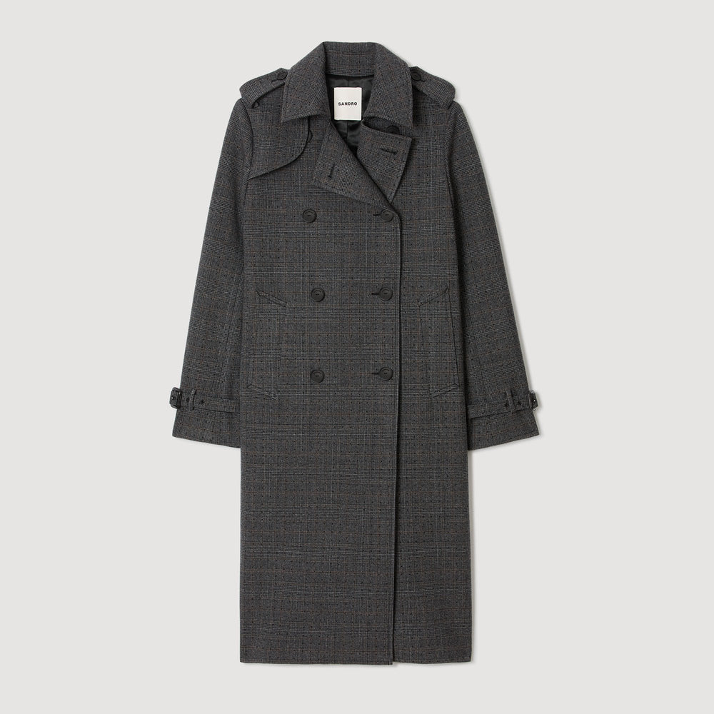 Rhinestone trench coat Grey / Brown Sandro Women