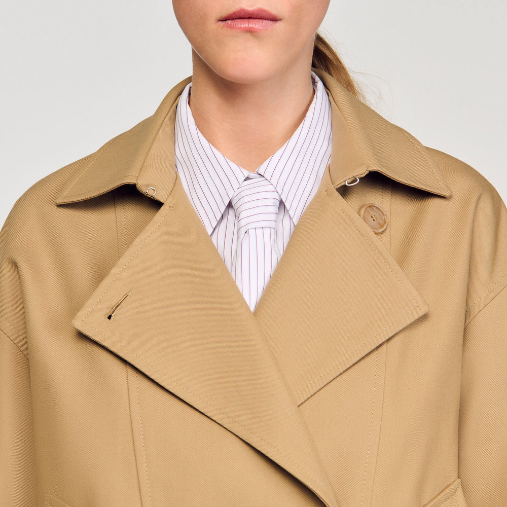 Short oversized trench coat Beige Sandro Women