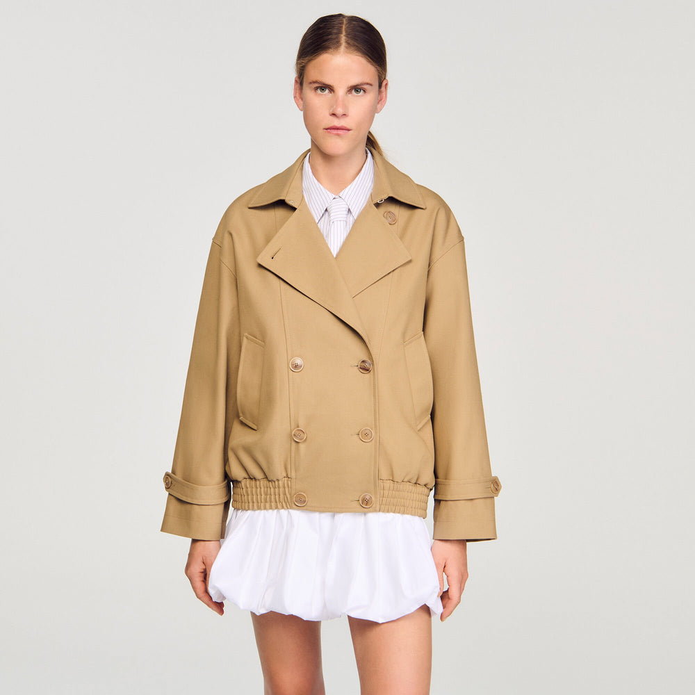 Short oversized trench coat Beige Sandro Women