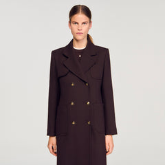 Long double-breasted coat Brown Sandro Women