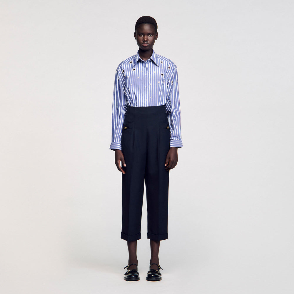 Wide legs trousers Navy Blue Sandro Women