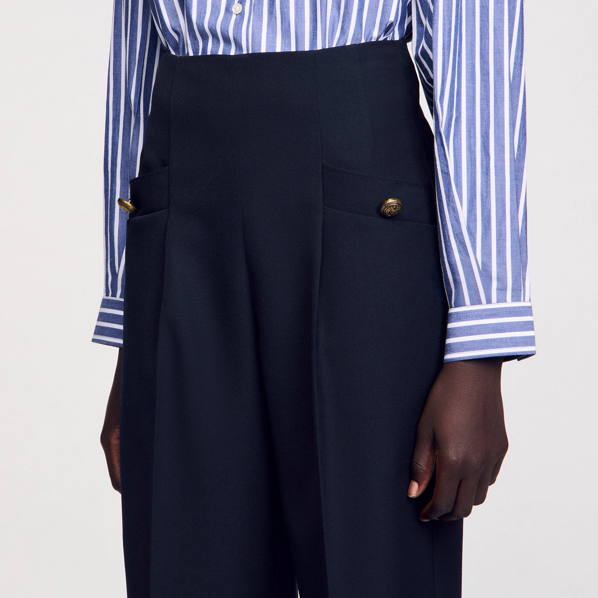 Wide legs trousers Navy Blue Sandro Women