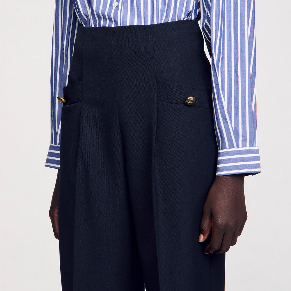 Wide legs trousers Navy Blue Sandro Women