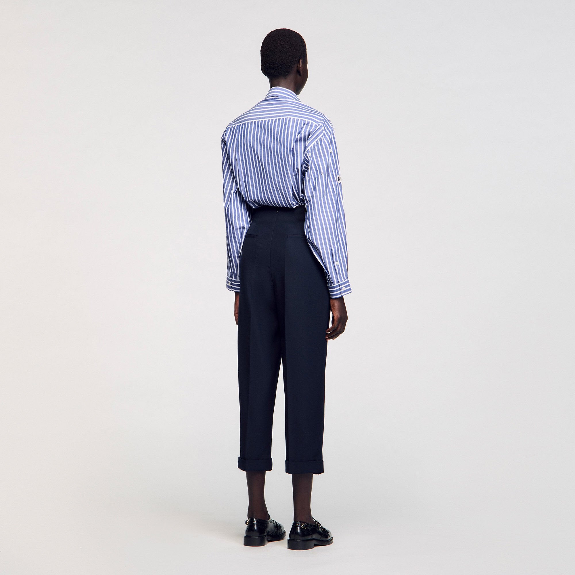 Wide legs trousers Navy Blue Sandro Women