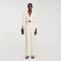 Tweed trousers Ecru Sandro Women