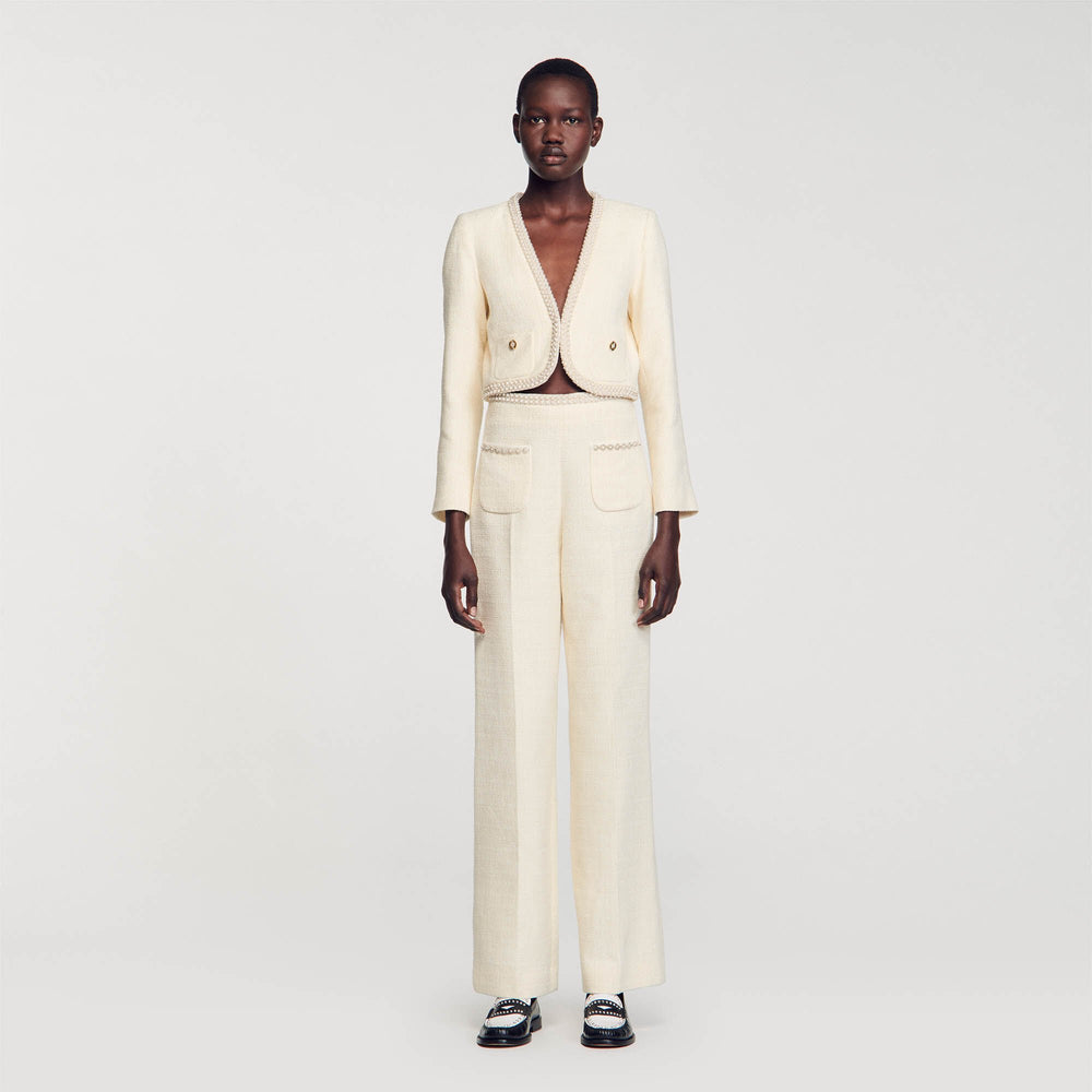 Tweed trousers Ecru Sandro Women