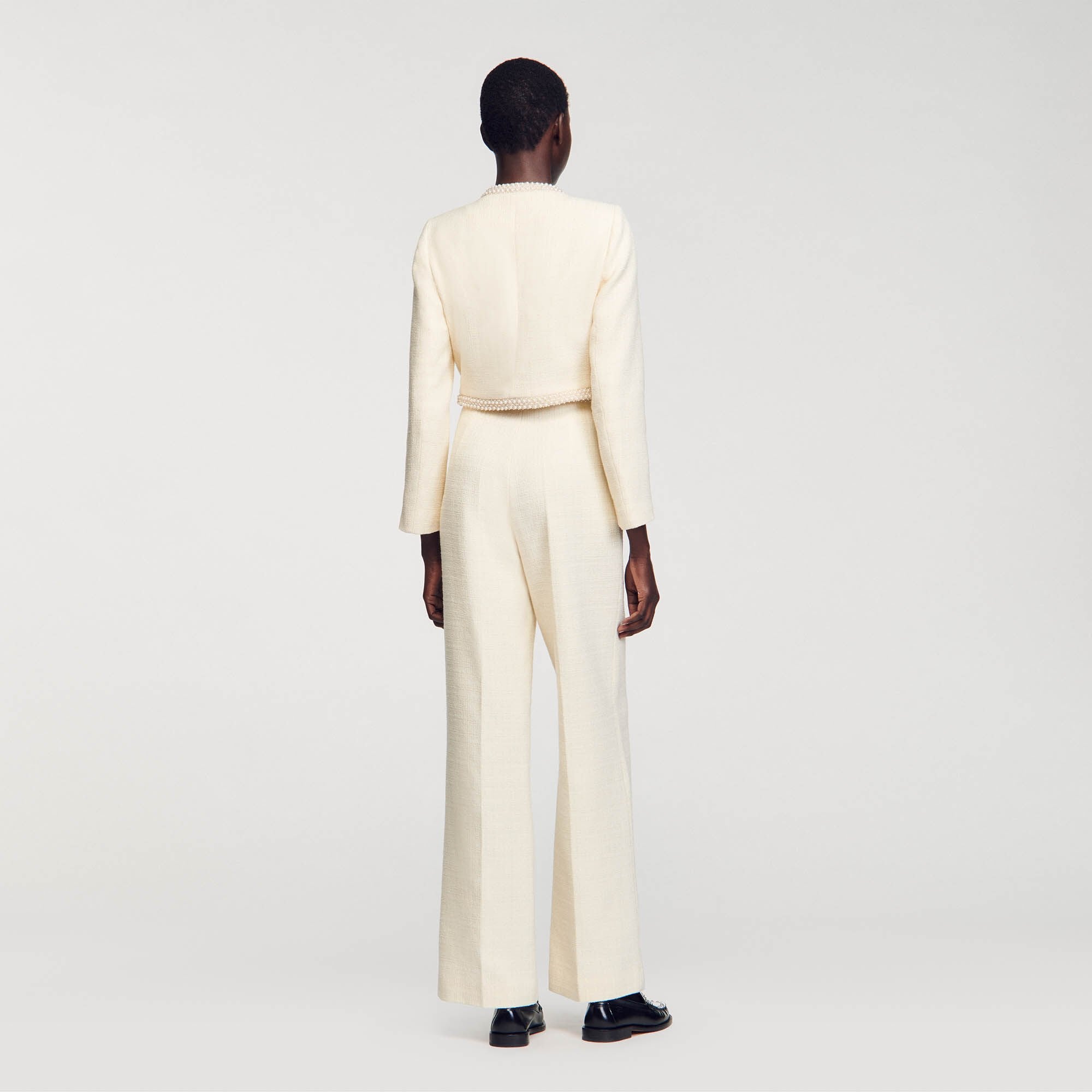 Tweed trousers Ecru Sandro Women