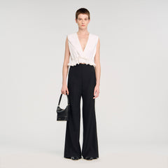 Satin stripe suit trousers Black Sandro Women