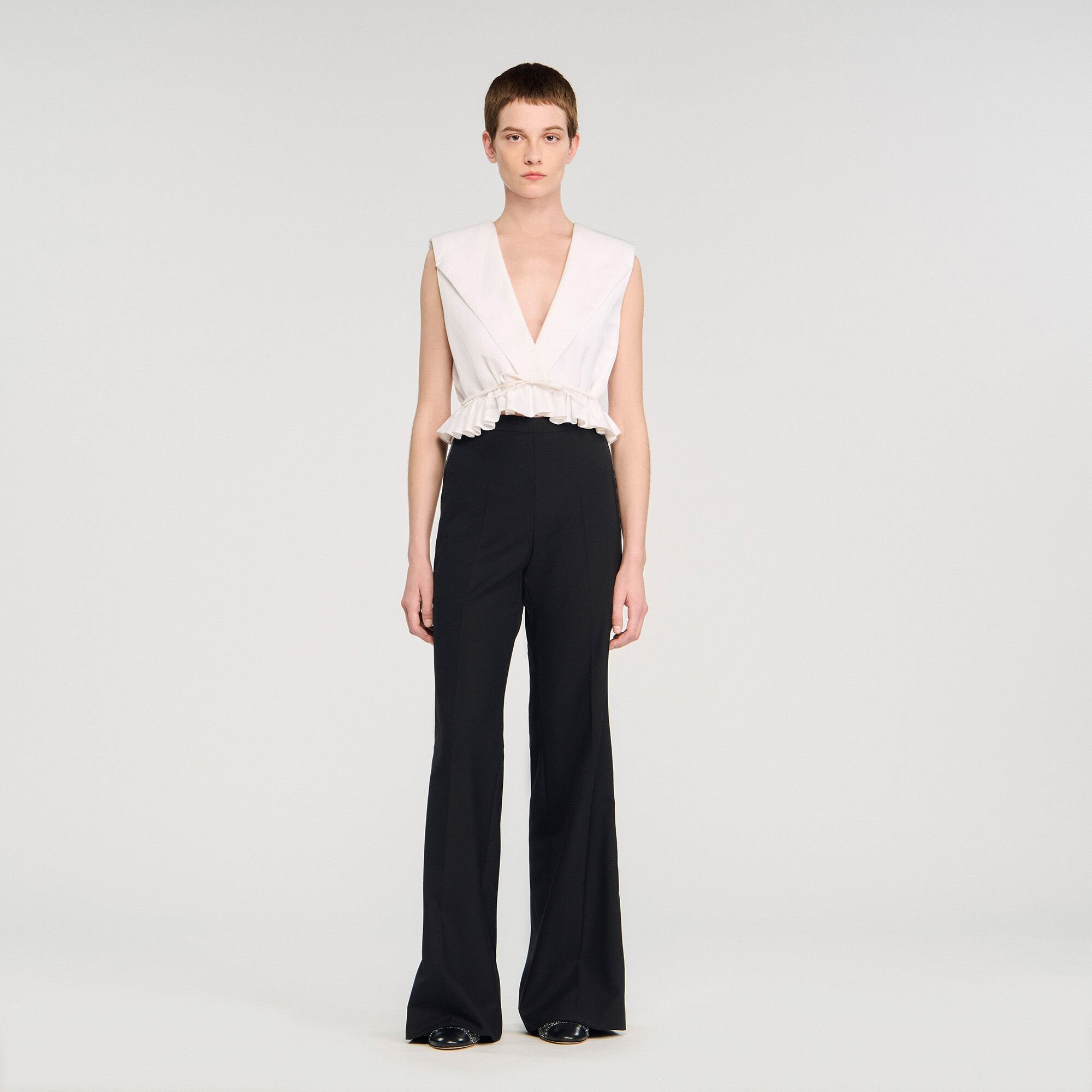 Satin stripe suit trousers Black Sandro Women