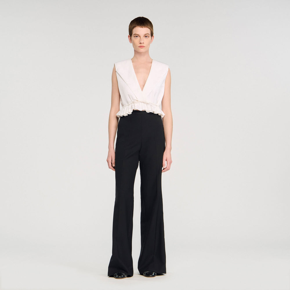 Satin stripe suit trousers Black Sandro Women