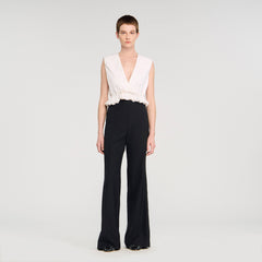 Satin stripe suit trousers Black Sandro Women