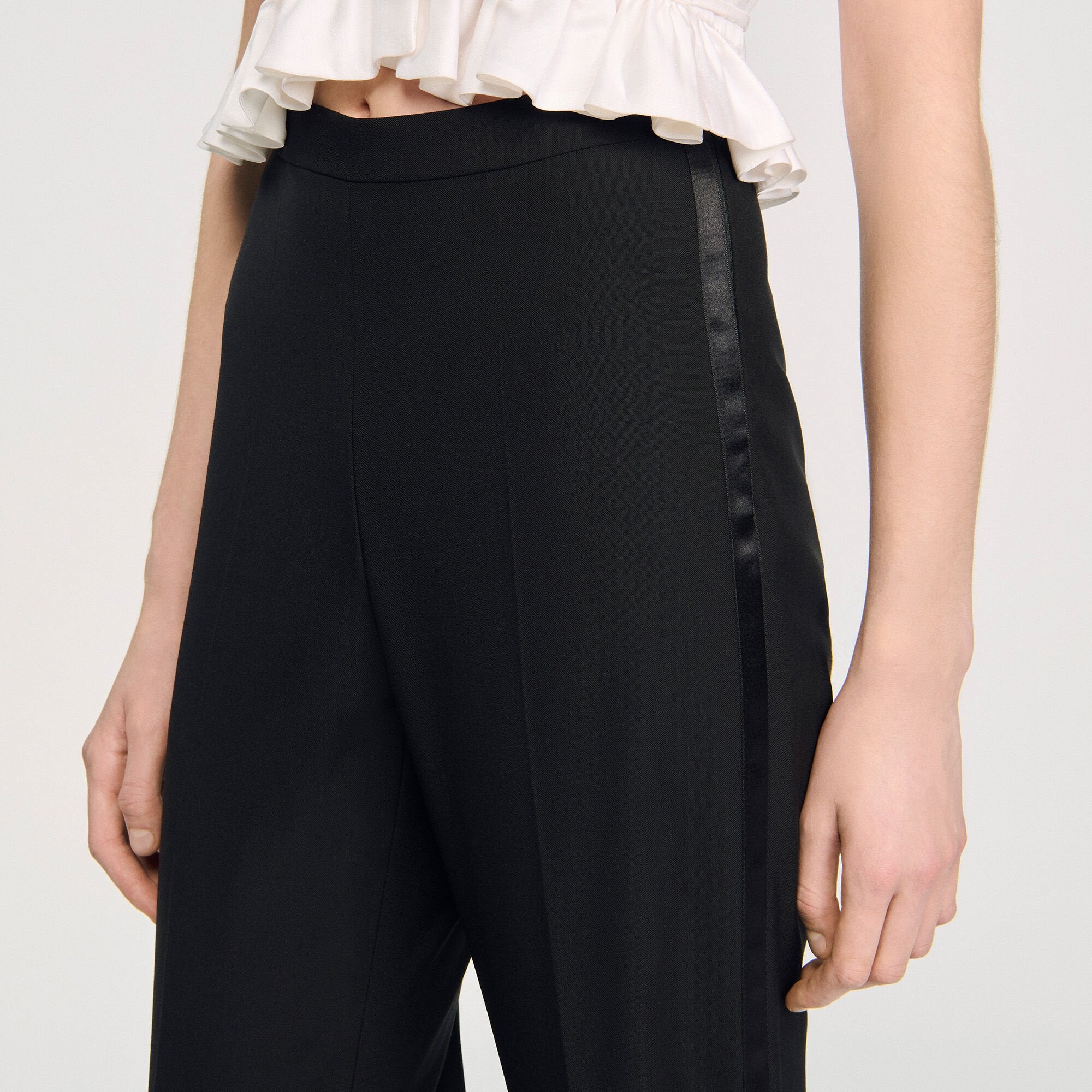 Satin stripe suit trousers Black Sandro Women