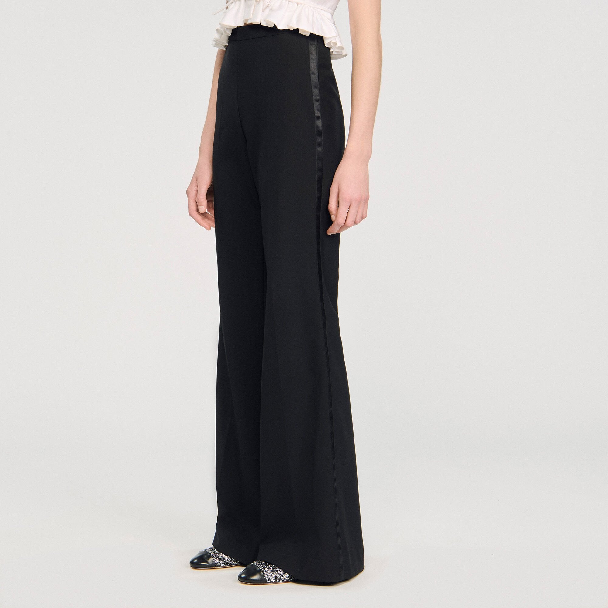 Satin stripe suit trousers Black Sandro Women