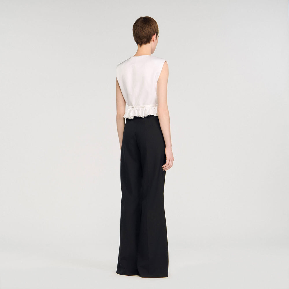 Satin stripe suit trousers Black Sandro Women