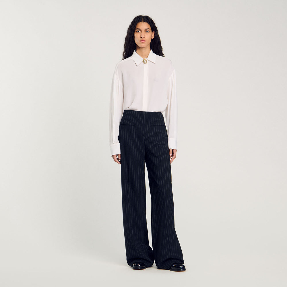 Chalk-striped trousers Black Sandro Women